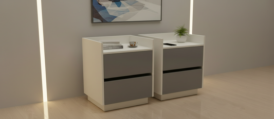 TRENZY Modern Luxury Bedside Pedestal with 2 Drawers β Congo-Muidan | Pair or Single