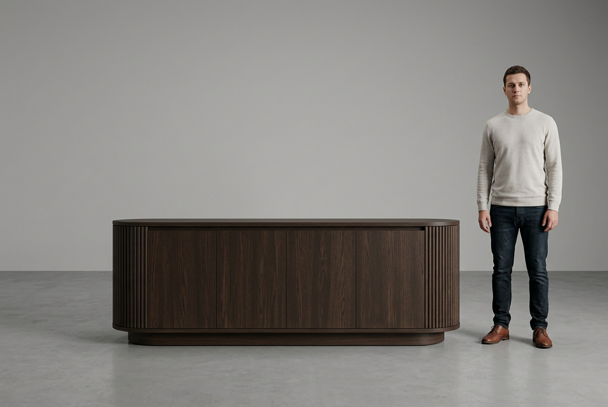 Espresso Gola sideboard full-person scale view