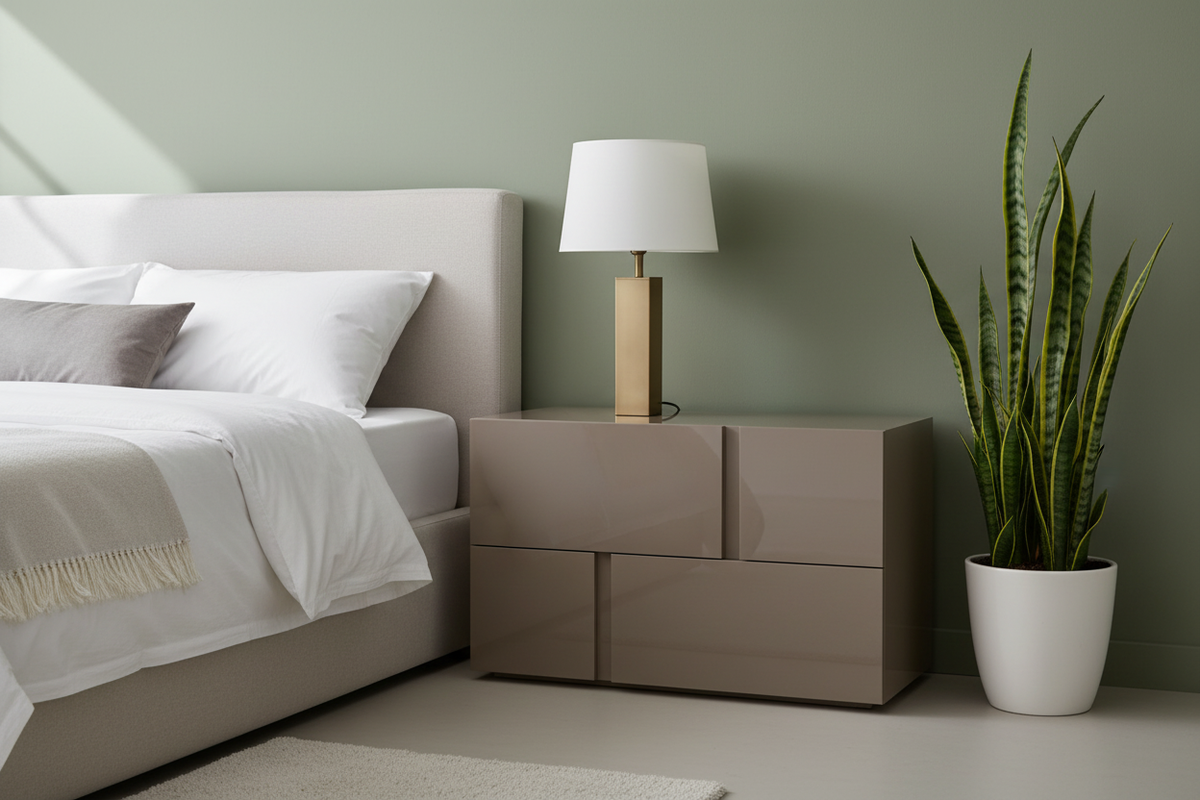 TRENZY Block Bedside Pedestal Pair with 2 Drawers – Congo Gloss