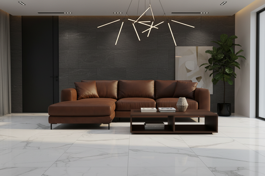 TRENZY Leather Sectional Sofa — Chocolate Brown