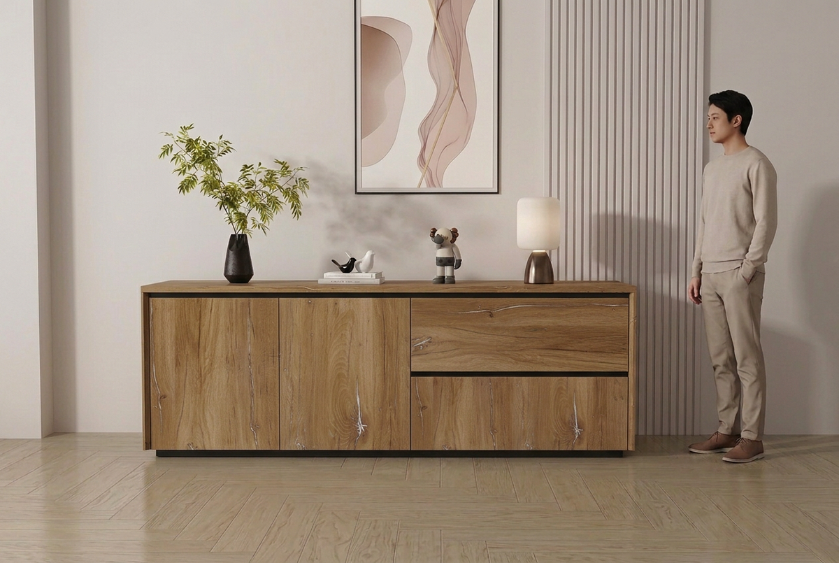 Banbridge sideboard beside a standing adult for scale
