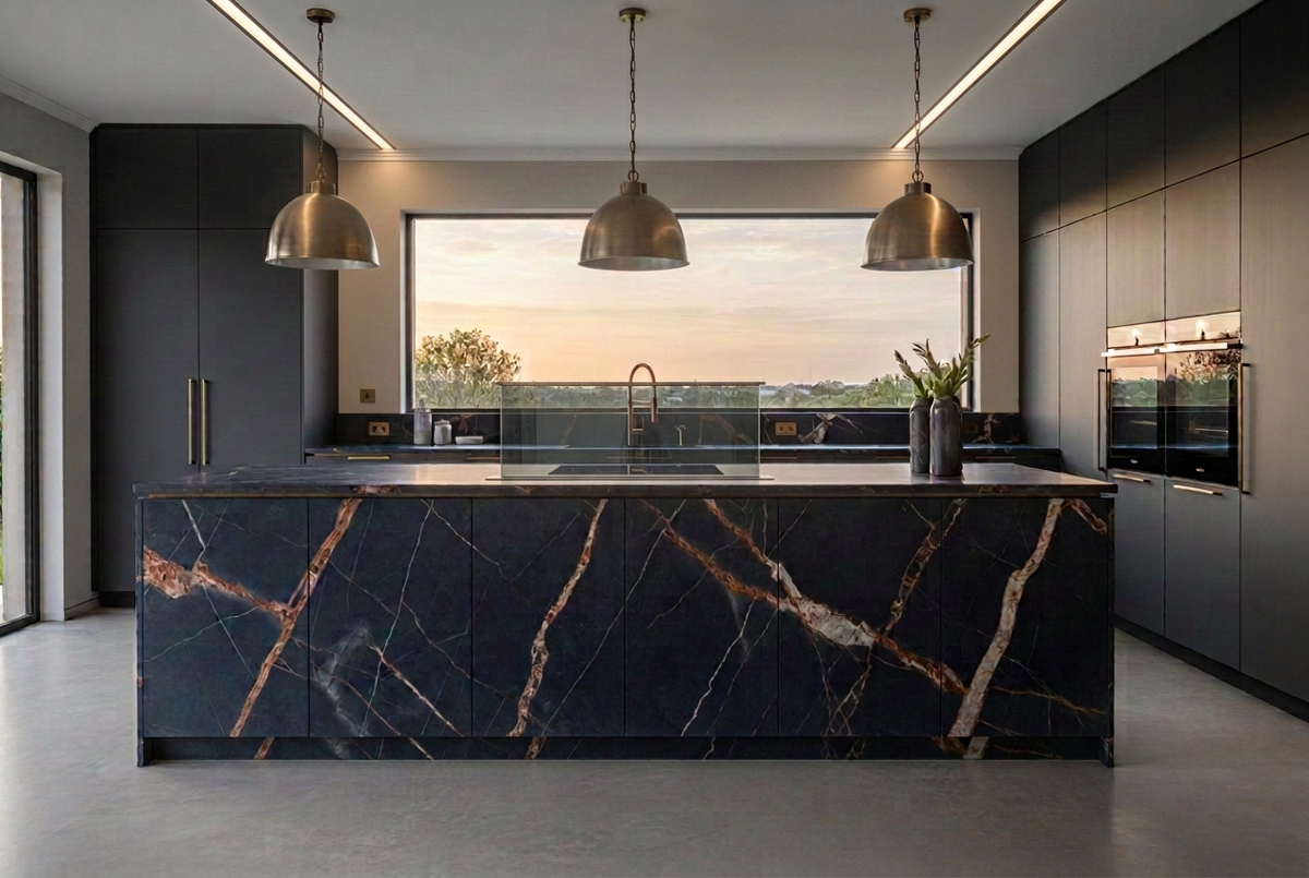 Magellano Waterfall Rock Bespoke Kitchen | TRENZY Spaces Bespoke Kitchen - close-up detail