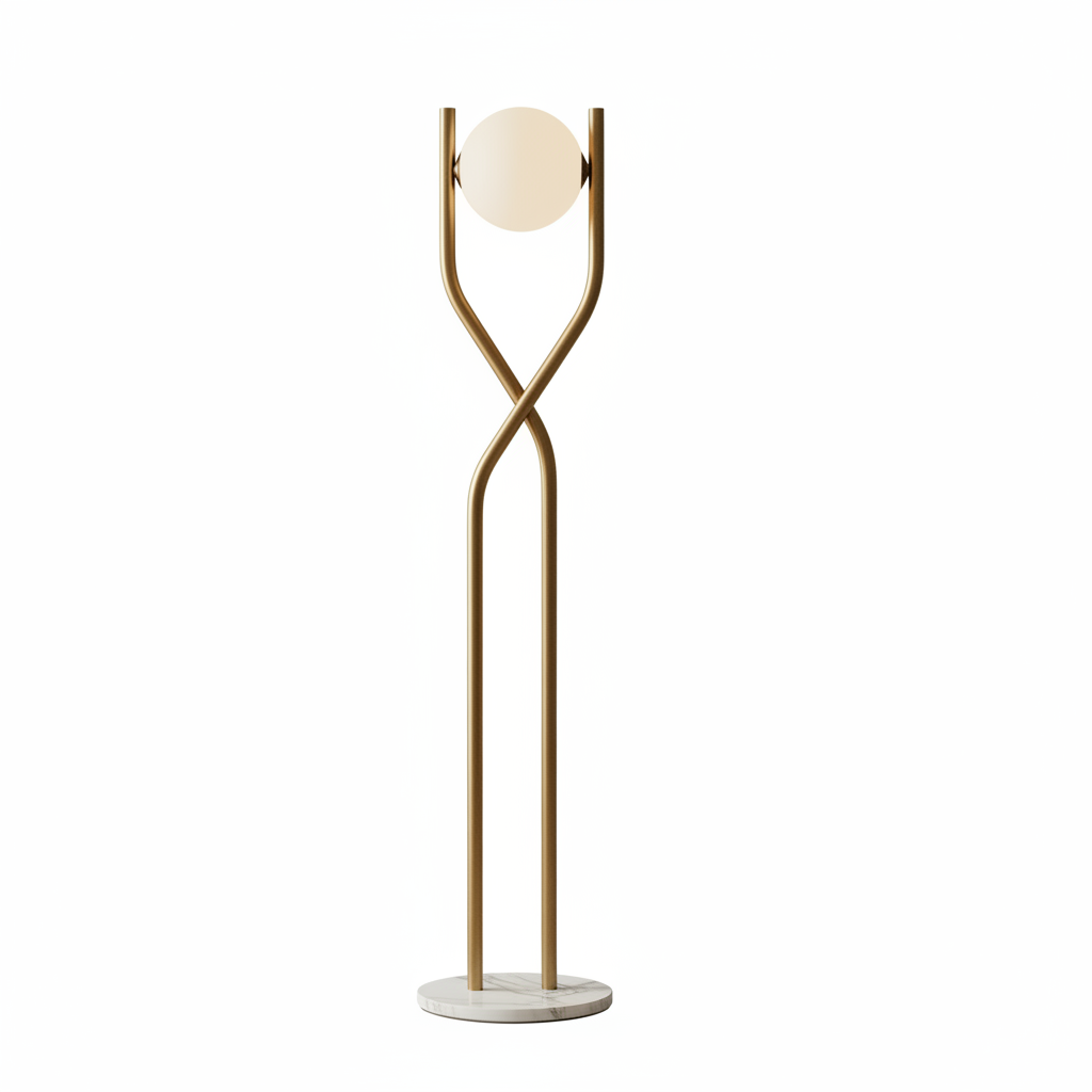 Lighting Collection — Polished Gold Curved Arm Floor Lamp