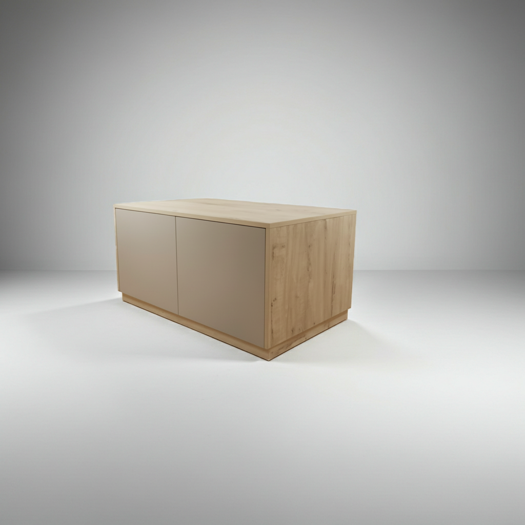 Congo Brok Coffee Table with multi-colour doors and concealed storage in modern living room setting