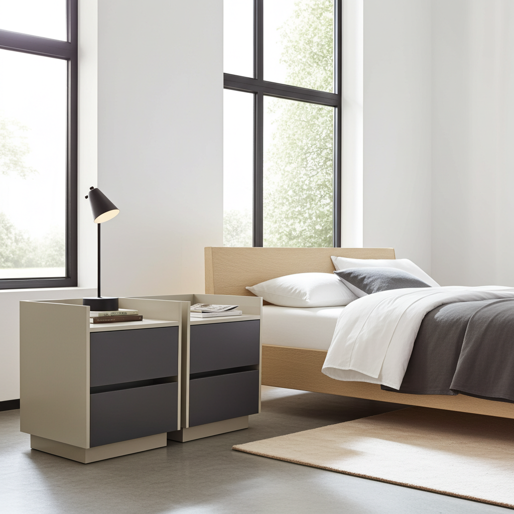 TRENZY Luxury Bedside Pedestal Pair – 2 Drawers, Congo-Muidan