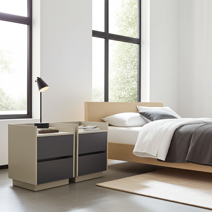 TRENZY Luxury Bedside Pedestal Pair – 2 Drawers, Congo-Muidan
