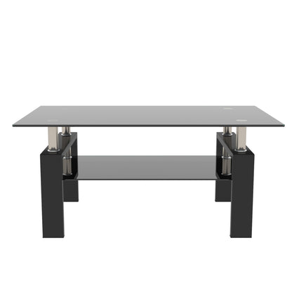 Rectangle Black Glass Coffee Table  Clear Coffee Table Modern Side Center Tables for Living Room Living Room Furniture
