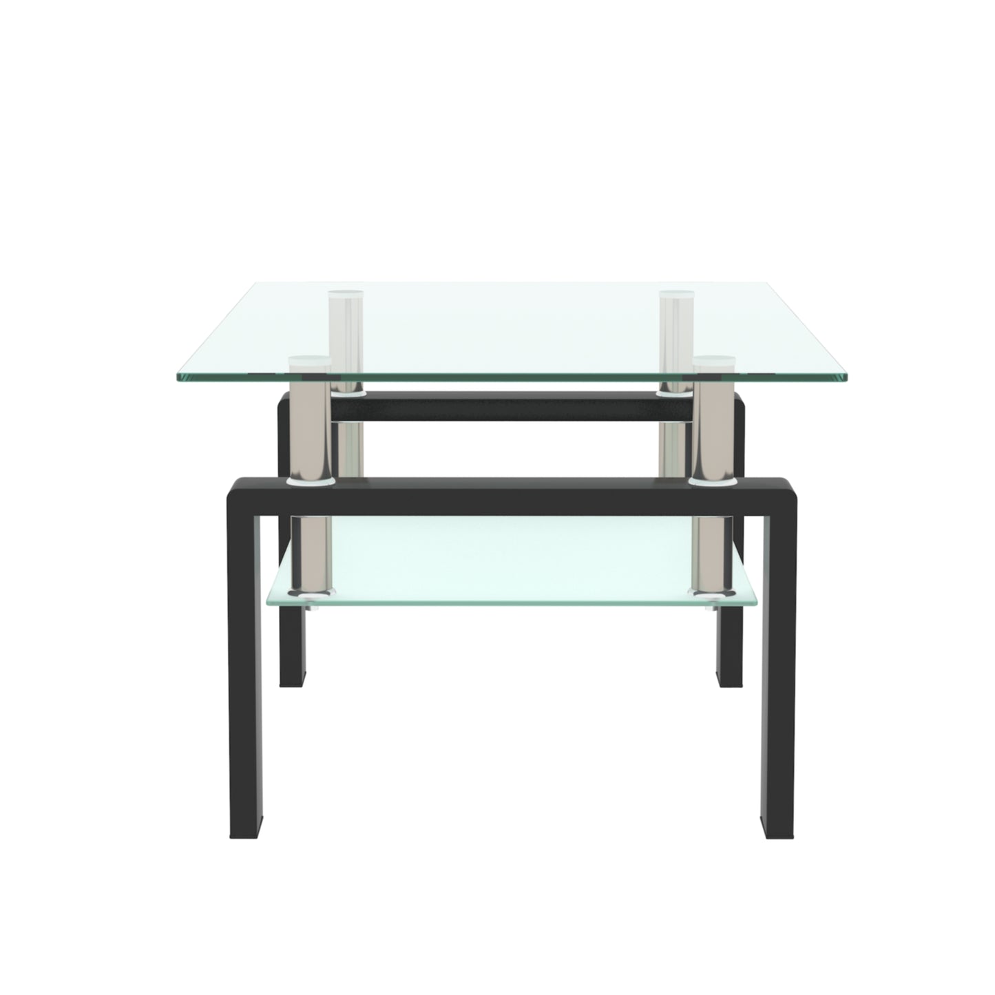 Rectangle Black Glass Coffee Table Clear Coffee Table Modern Side Center Tables for Living Room Living Room Furniture