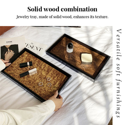 Vintage Volcanic Pattern Hotel Luxury Tea Tray: High-End Living Room Storage & Desktop Organizer