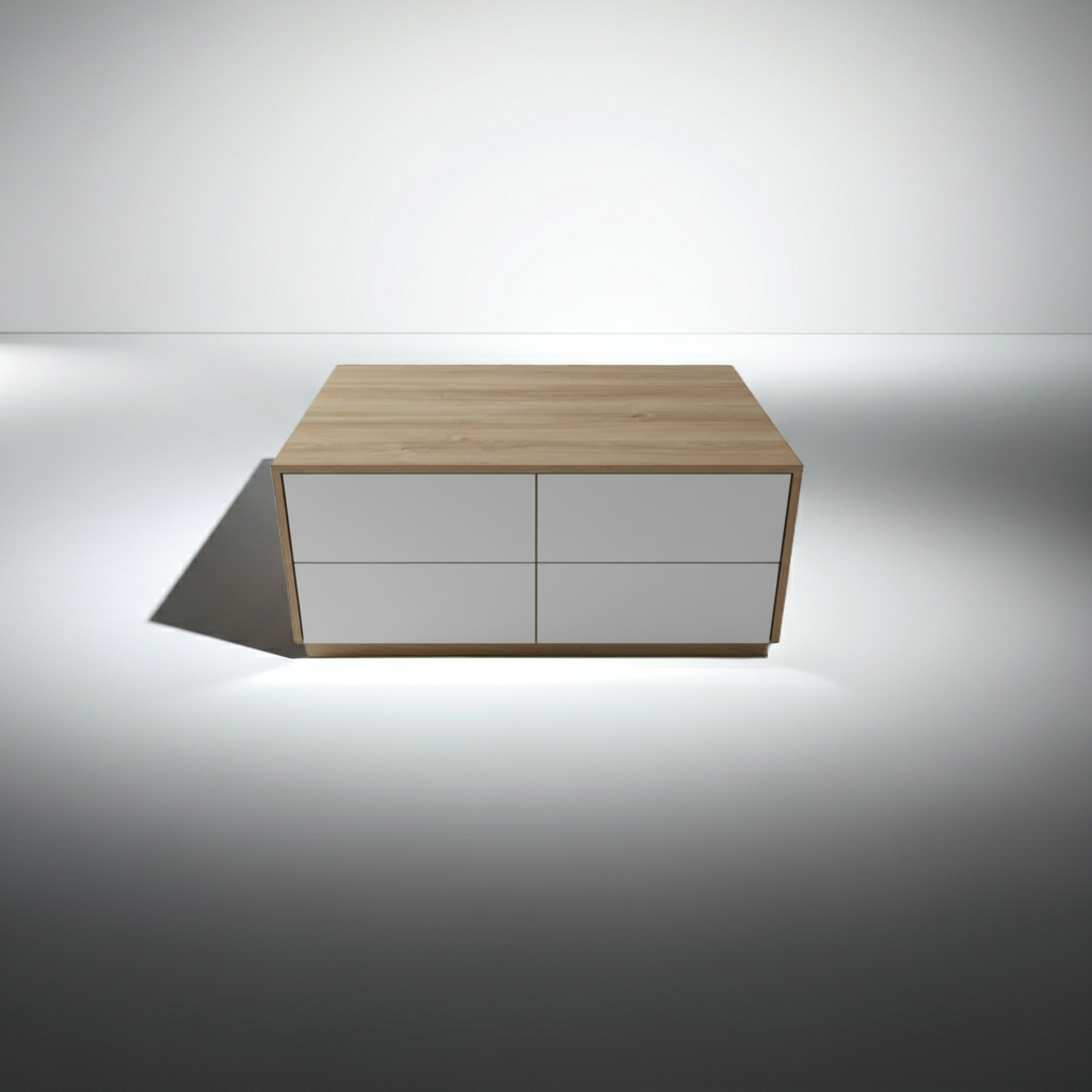 TRENZY BLOCK Modern White Push-Open Coffee Table | Modular Living Room Table
