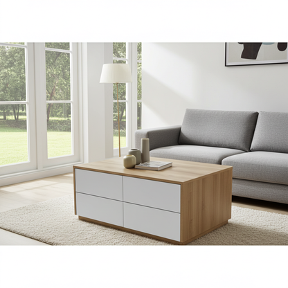 TRENZY BLOCK Modern White Push-Open Coffee Table | Modular Living Room Table