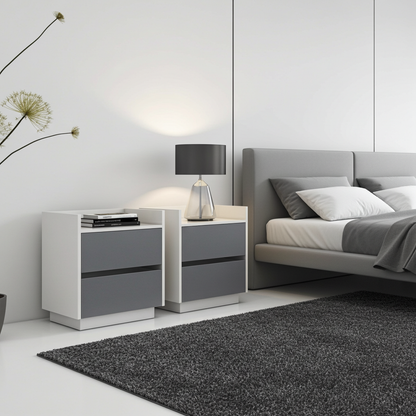 TRENZY Luxury Bedside Pedestal Pair – 2 Drawers, Congo-Muidan