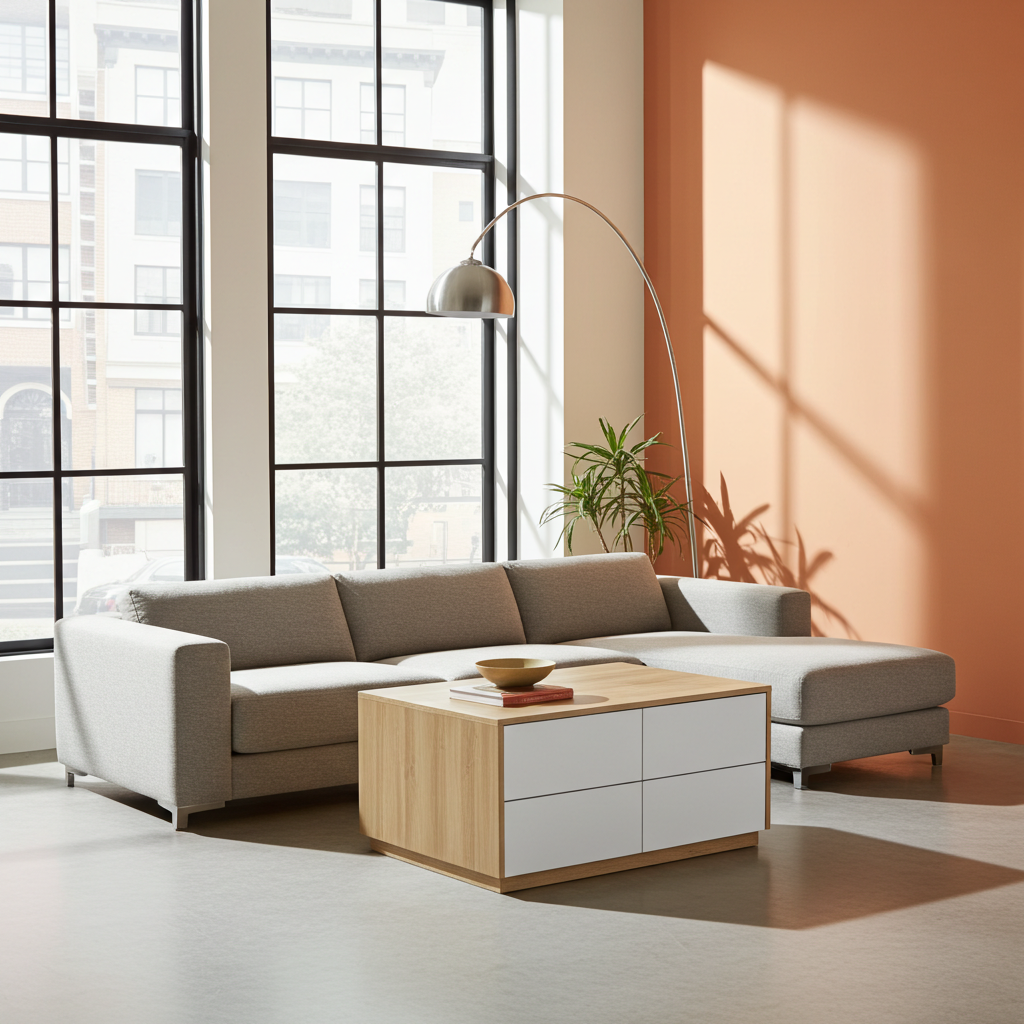 TRENZY BLOCK Modern White Push-Open Coffee Table | Modular Living Room Table