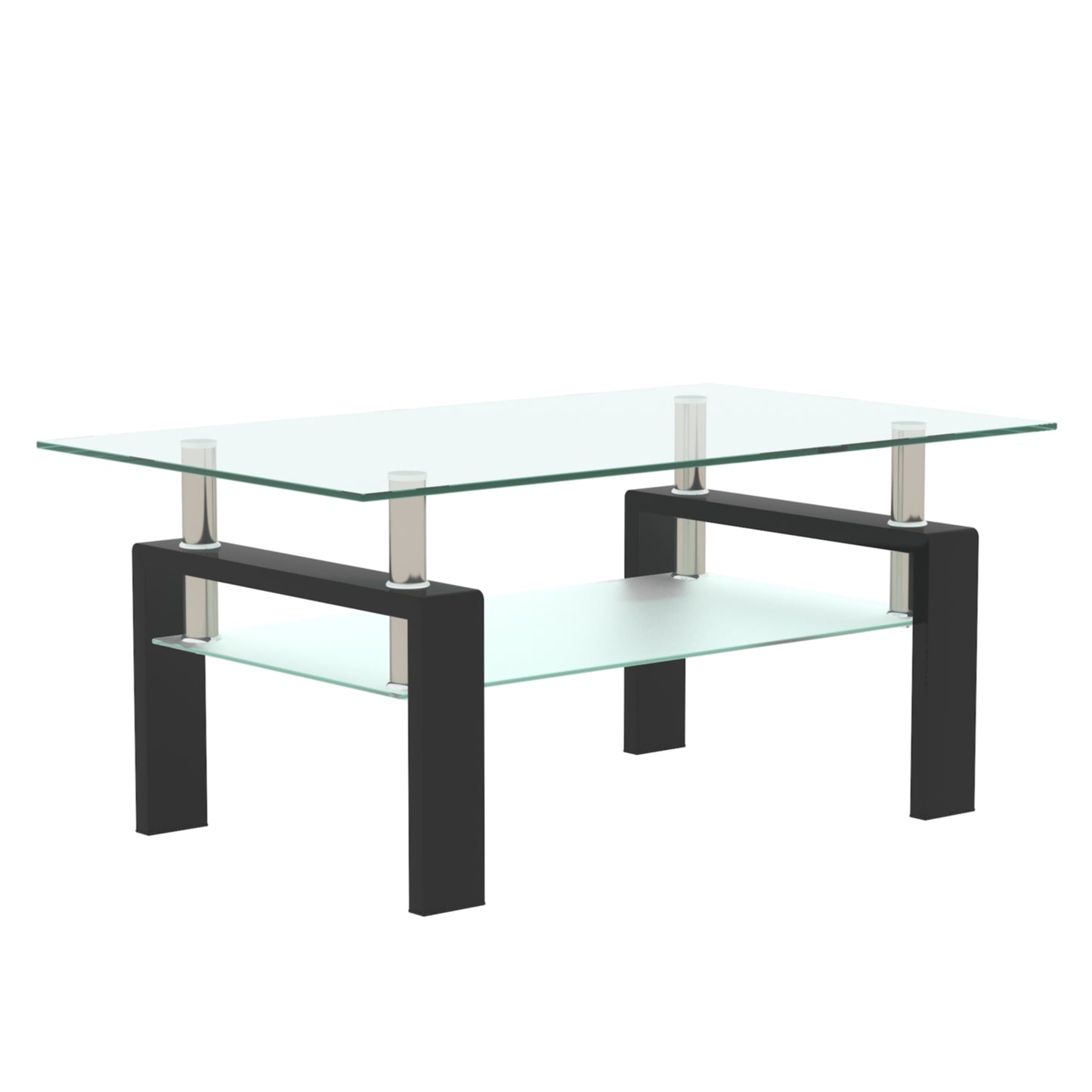 Rectangle Black Glass Coffee Table Clear Coffee Table Modern Side Center Tables for Living Room Living Room Furniture