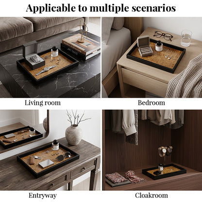 Vintage Volcanic Pattern Hotel Luxury Tea Tray: High-End Living Room Storage & Desktop Organizer