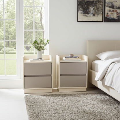 TRENZY Luxury Bedside Pedestal – 2 Drawers, MDF & Particleboard