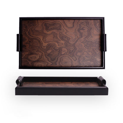 Vintage Volcanic Pattern Hotel Luxury Tea Tray: High-End Living Room Storage & Desktop Organizer