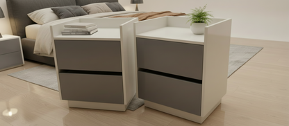 TRENZY Modern Luxury Bedside Pedestal with 2 Drawers – Congo-Muidan | Pair or Single