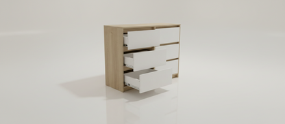 TRENZY Luxury 6-Drawer Chest of Drawers – Oak & Light Grey Super Gloss | MDF | 120cm | SA