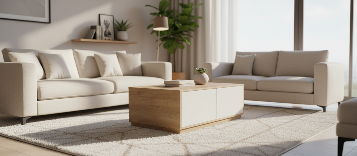 TRENZY BLOCK Modern White Push-Open Coffee Table | Modular Living Room Table