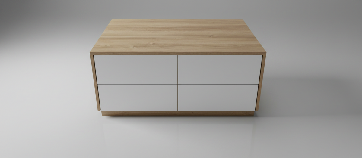 TRENZY BLOCK Modern White Push-Open Coffee Table | Modular Living Room Table