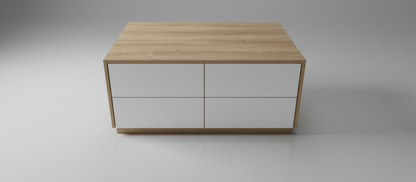 TRENZY BLOCK Modern White Push-Open Coffee Table | Modular Living Room Table
