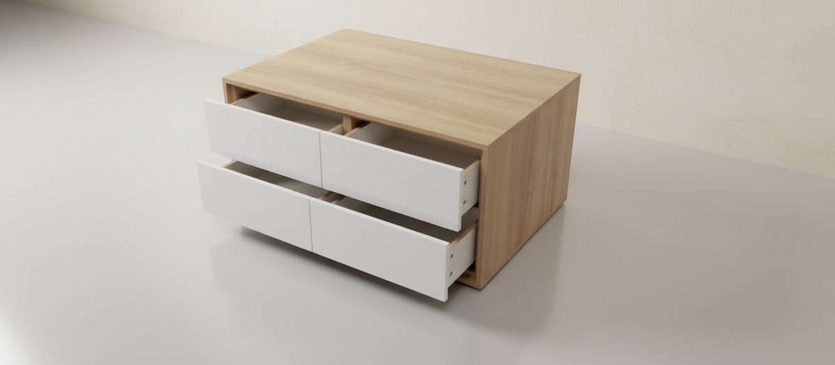 TRENZY BLOCK Modern White Push-Open Coffee Table | Modular Living Room Table