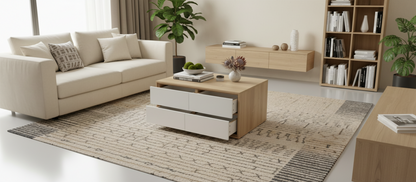 TRENZY BLOCK Modern White Push-Open Coffee Table | Modular Living Room Table