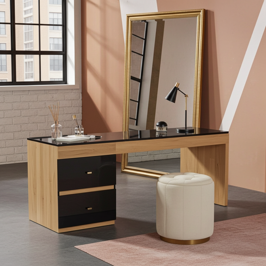 Modern plain dresser with 6 drawers in gloss finish for contemporary bedroom storage