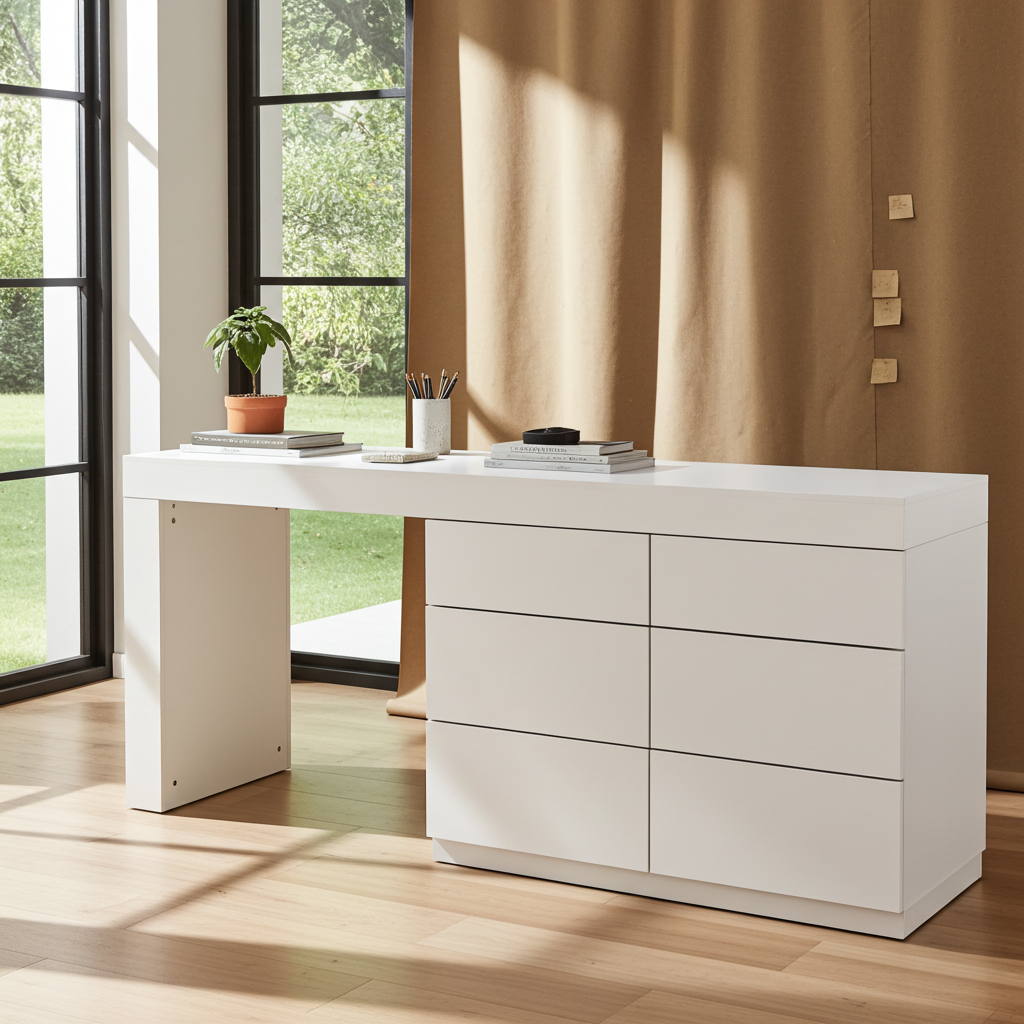 TRENZY Modern Luxury Dresser & Dressing Table – 6 Drawers | Vanity Desk | MDF | 180cm | 5 Colours | SA