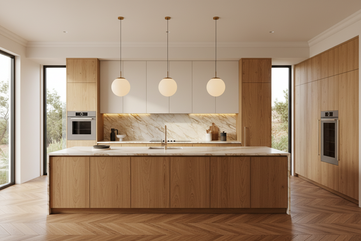 Arabescato Diva Bespoke Kitchen | TRENZY Spaces Bespoke Kitchen - front view