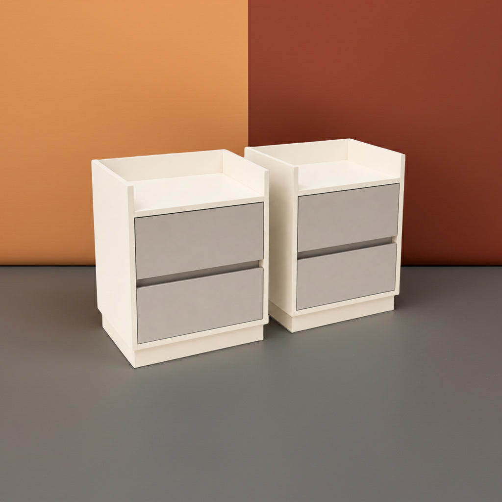 TRENZY Luxury Bedside Pedestal – 2 Drawers, MDF & Particleboard