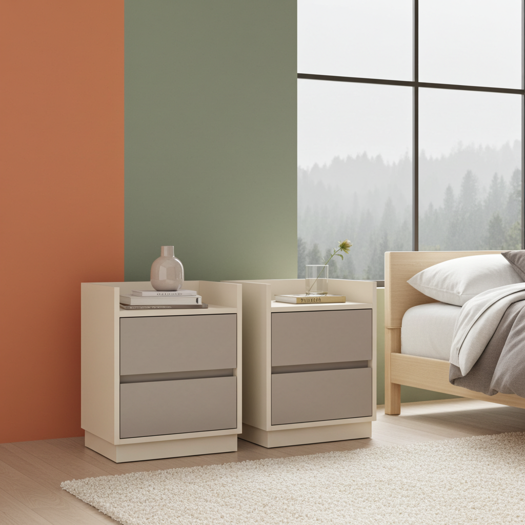 TRENZY Luxury Bedside Pedestal – 2 Drawers, MDF & Particleboard