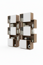 TRENZY Twin Tower Shelving Walnut White — double tower front view