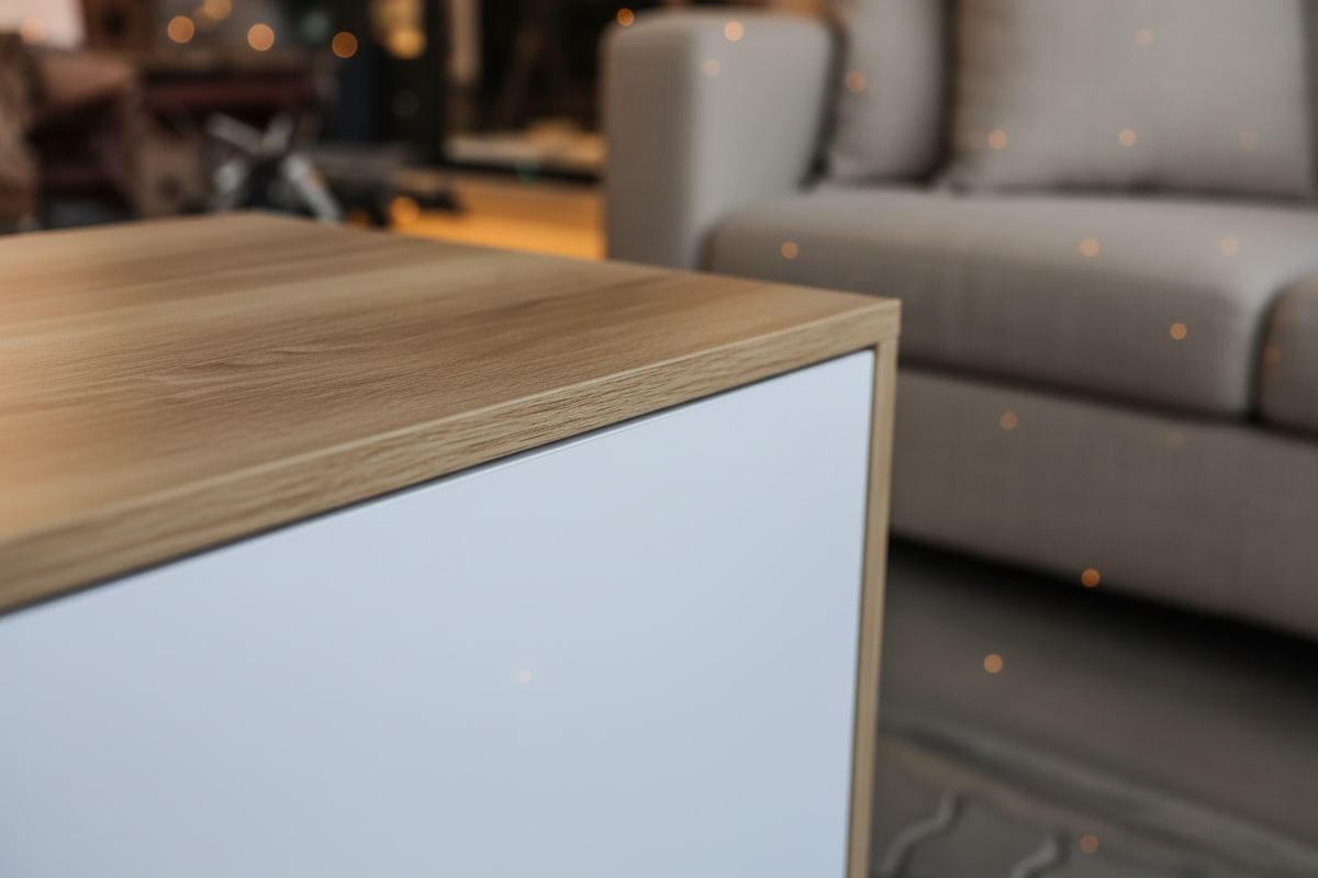 Close-Up Detail — Oak & Gloss Junction