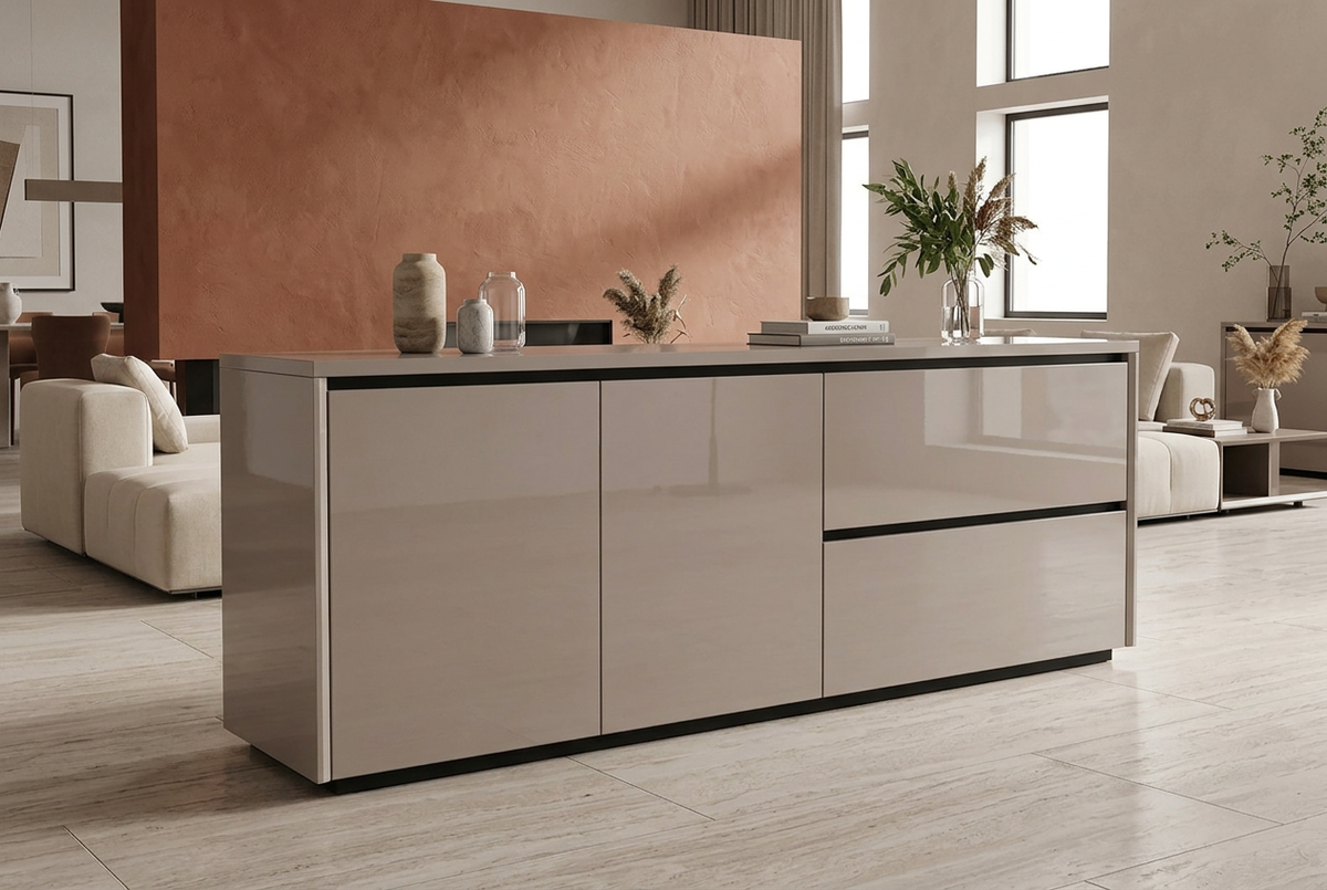Congo gloss sideboard terracotta setting
