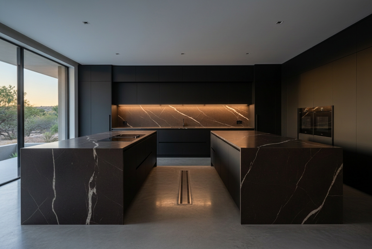 Dark Espresso Double Island Bespoke Kitchen | TRENZY Spaces Bespoke Kitchen - close-up detail