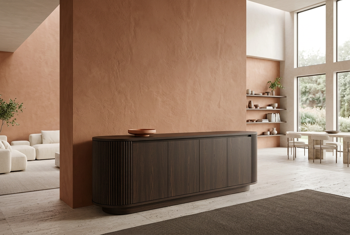Espresso sideboard terracotta setting