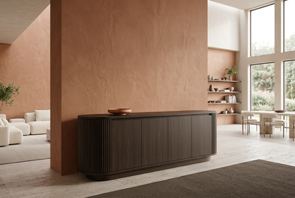 Espresso sideboard terracotta setting