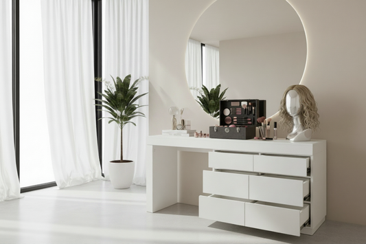 TRENZY Modern Lux Dressing Table with 6 Drawers | Vanity Desk & Bedroom Makeup Table