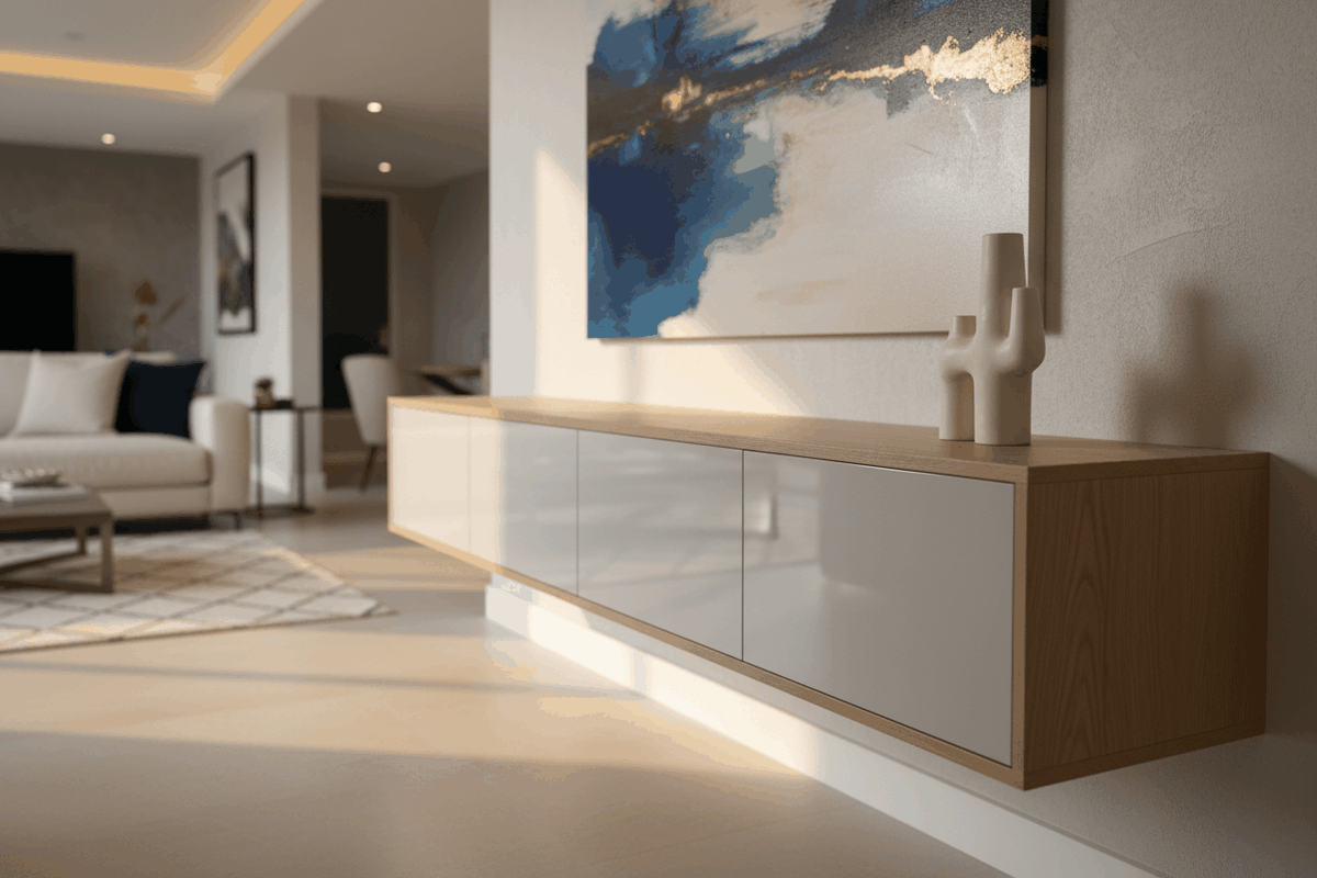 Floating TV Stand Detail Lifestyle