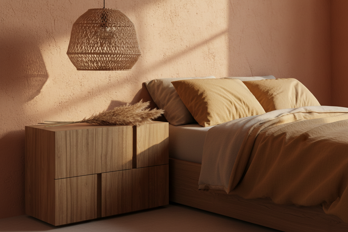 TRENZY Bedside Pedestal Pair with Drawers – Treviso Oak Veneer