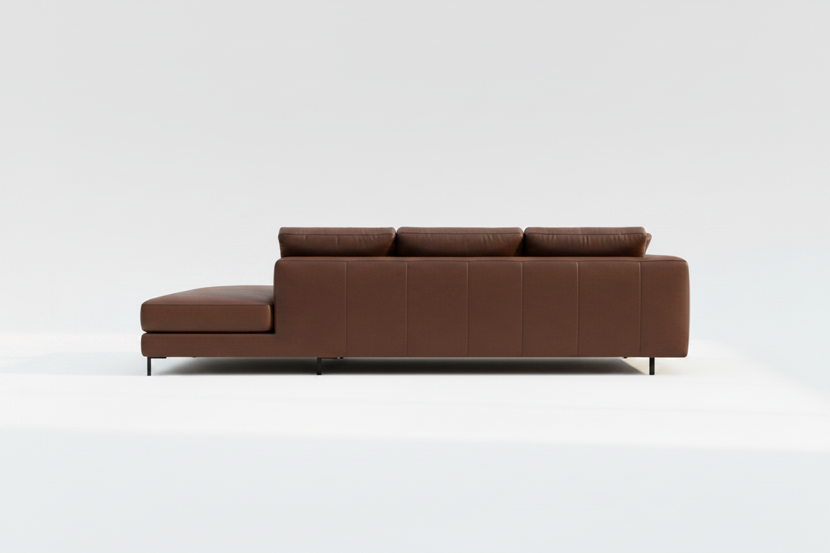 TRENZY Leather Sectional Sofa — Chocolate Brown
