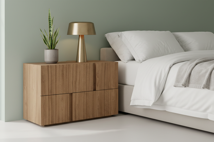 TRENZY Bedside Pedestal Pair with Drawers – Treviso Oak Veneer