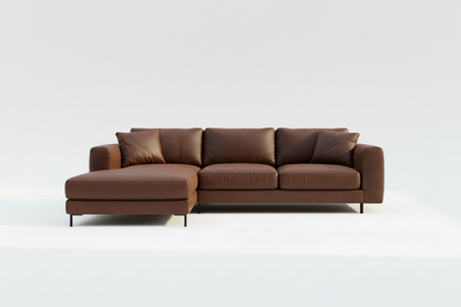TRENZY Leather Sectional Sofa — Chocolate Brown