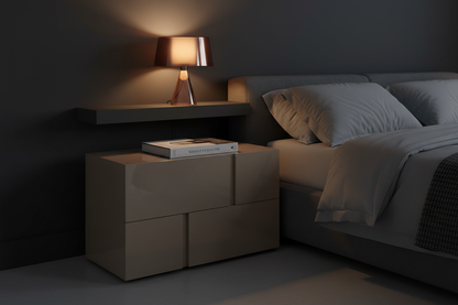 TRENZY Block Bedside Pedestal Pair with 2 Drawers – Congo Gloss