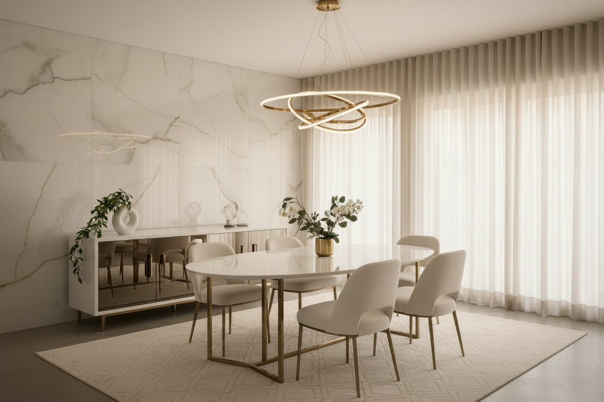 TRENZY DYNAMIQ Glass Credenza | White Gloss & Bronze Glass
