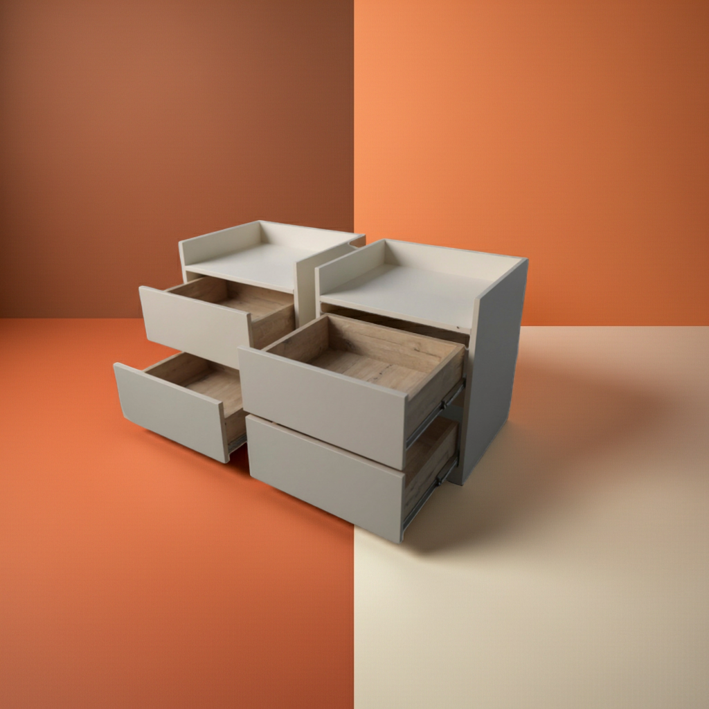 TRENZY Luxury Bedside Pedestal – 2 Drawers, MDF & Particleboard