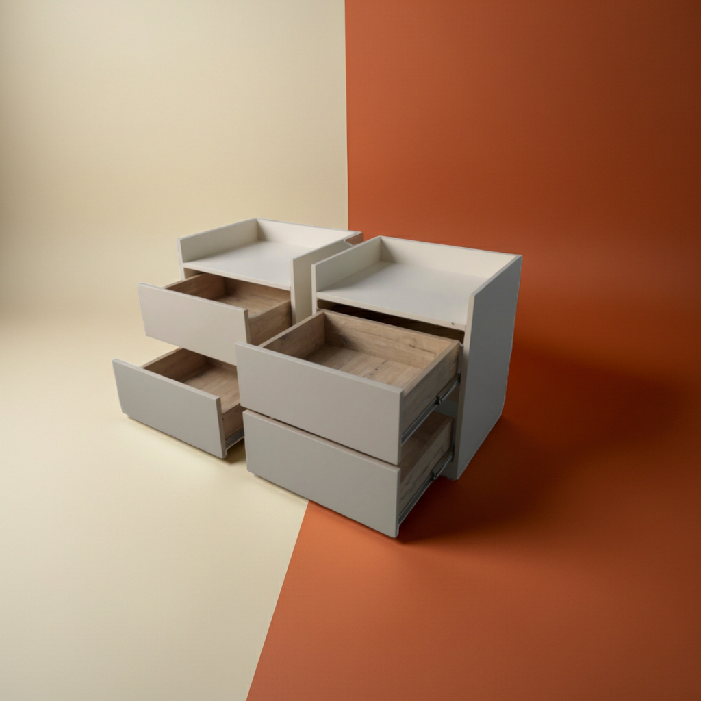 TRENZY Luxury Bedside Pedestal – 2 Drawers, MDF & Particleboard