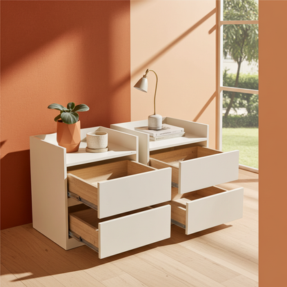 TRENZY Luxury Bedside Pedestal – 2 Drawers, MDF & Particleboard